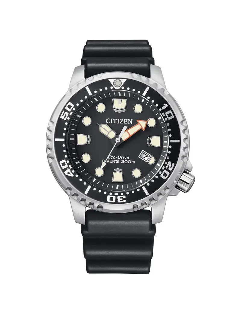 Orologio CITIZEN Uomo Diver's Eco Drive 200 mt BN0150-10E Black con cinturino in caucciu nero