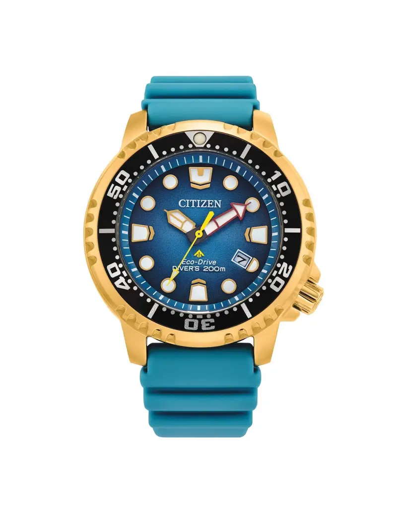 Orologio CITIZEN Uomo Diver's Eco Drive 200 mt BN0162-02X Blue con cinturino in caucciu turchese