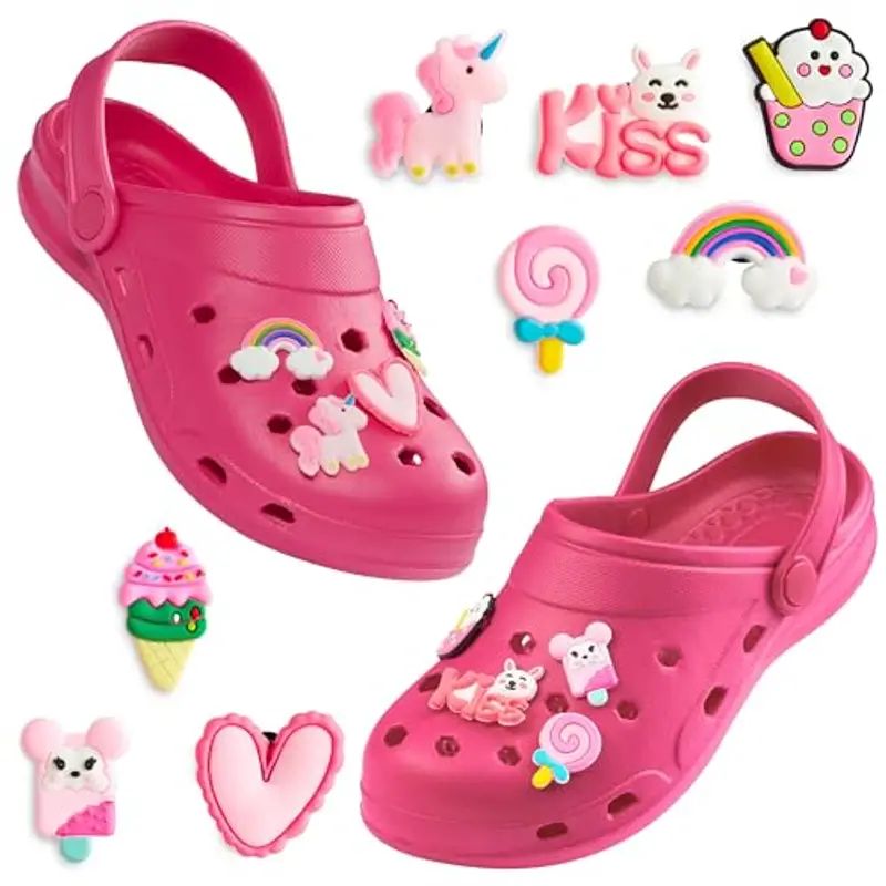 CityComfort Clogs con Rimovibile Charms Bambina, Spiaggia e Ciabatte Piscina (Rosa Brillante, 28-29 EU)