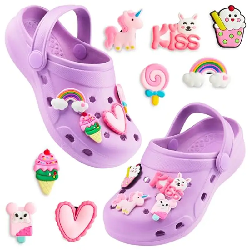 CityComfort Clogs con Rimovibile Charms Bambina, Spiaggia e Ciabatte Piscina (Viola, 30-31 EU)
