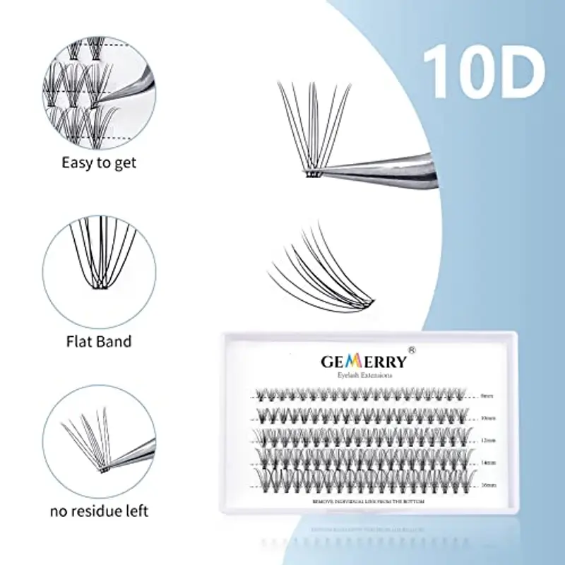 Ciuffetti 10D Cluster Volume Russo 8-14mm mix 0.07 mm Curvatura C Fai Da Te a Casa per Principianti Individuali miniatura 3