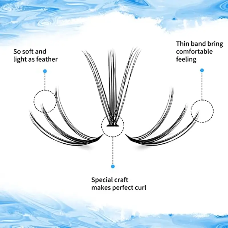 Ciuffetti 240 pcs 20D+10D Cluster Volume Russo 8-14mm mix 0.07mm D Curl Fai Da Te a Casa per Principianti Individuali miniatura 2