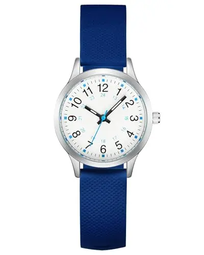 CIVO Orologio Bambino Bambina Analogico: Blu Cinturino Silicone Orologio da Polso Bambini 5-12 Anni - Facile da Leggere