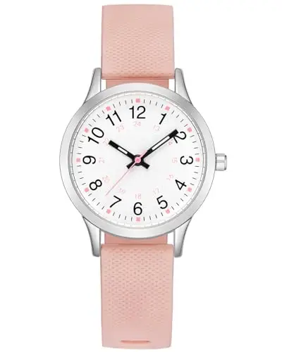 CIVO Orologio-Bambino Bambina-Analogico Impermeabile-Cinturino Silicone Rosa - Orologio Ragazzo Ragazza Elegante