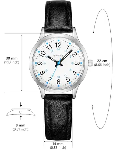 CIVO Orologio Bambino Bambina Analogico: Orologio da Polso Bambini 5-12 Anni Cinturino Pelle Nero - Facile da Leggere miniatura 2