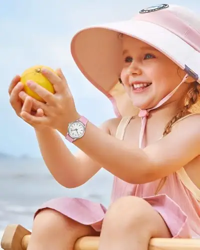 CIVO Orologio Bambino Bambina Analogico: Rosa Cinturino Nylon Orologio da Polso Bambini 5-12 Anni - Facile da Leggere miniatura 3