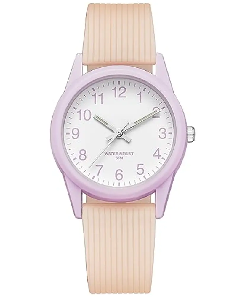CIVO Orologio Bambino Bambina Rotonda Analogico Orologio Ragazza 50M Impermeabile Luminoso Cinturino Silicone Arancia