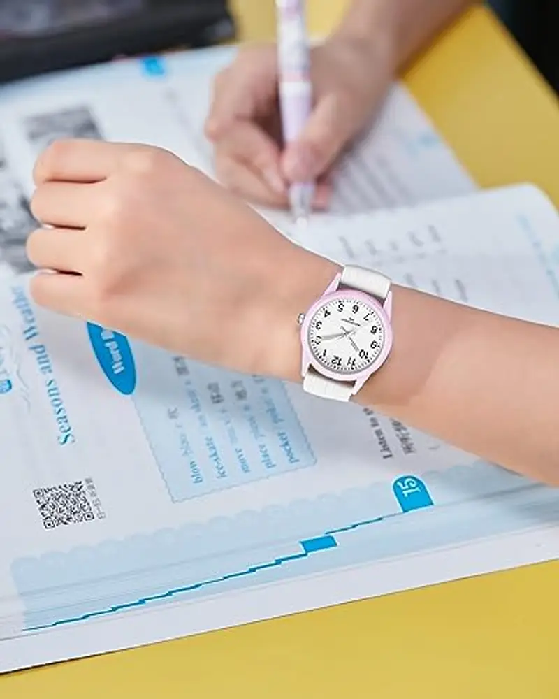 CIVO Orologio Bambino Bambina Rotonda Analogico Orologio Ragazza 50M Impermeabile Luminoso Cinturino Silicone Bianco miniatura 2