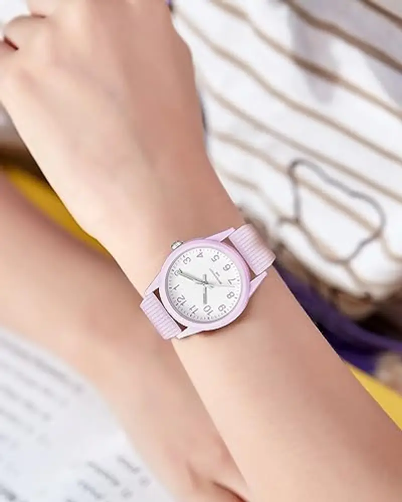 CIVO Orologio Bambino Bambina Rotonda Analogico Orologio Ragazza 50M Impermeabile Luminoso Cinturino Silicone Viola miniatura 3