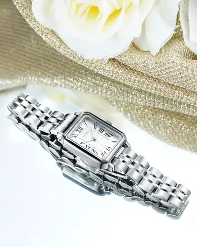 CIVO Orologio Donna Acciaio Argento: Orologi da Polso Analogico Numeri Romani - Piccolo Impermeabile Vintage miniatura 2
