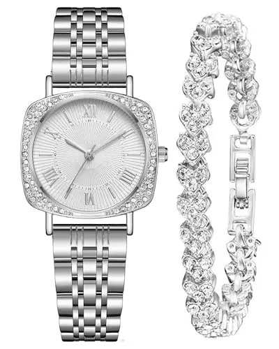 CIVO Orologio Donna Acciaio Inossidabile: Analogico Orologi da Polso Impermeabile - Argento Classico Quarzo Set Regali
