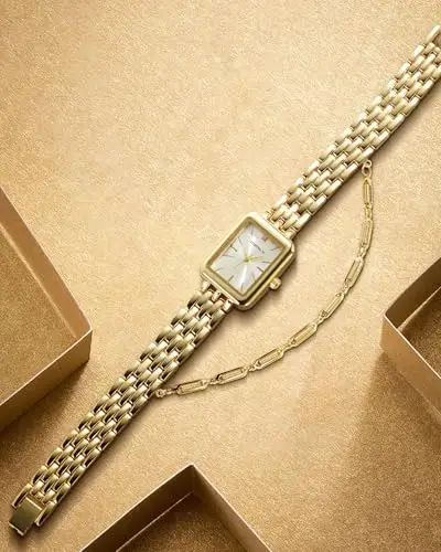 CIVO Orologio Donna Acciaio Oro: Lusso Quadrato Orologi da Polso Analogico Impermeabile Quarzo - Elegante Classico miniatura 3