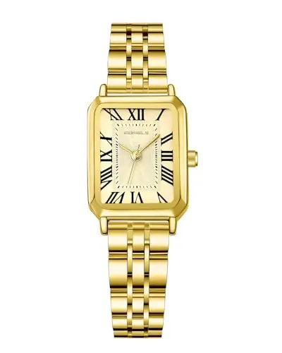 CIVO Orologio Donna Acciaio Oro: Orologi da Polso Analogico Numeri Romani - Rettangolare Impermeabile Piccolo Vintage