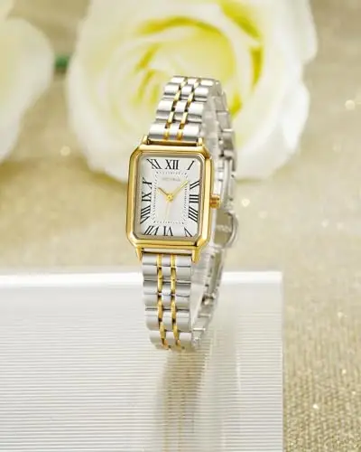 CIVO Orologio Donna Argento Acciaio: Orologi da Polso Analogico Numeri Romani - Piccolo Impermeabile Rettangolare miniatura 2