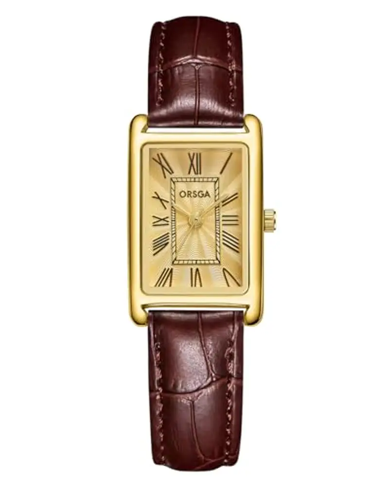 CIVO Orologio Donna da Polso Pelle: Cinturino Marrone Rettangolare Orologio Analogico Quarzo - Piccolo Orologi Donna Vintage Numeri Romani