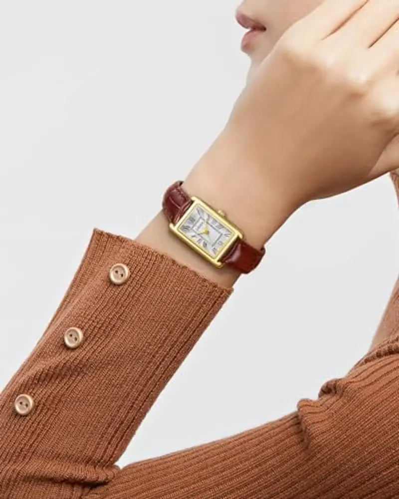 CIVO Orologio Donna da Polso Pelle: Cinturino Marrone Rettangolare Orologio Analogico Quarzo - Piccolo Orologi Donna Vintage Numeri Romani miniatura 3