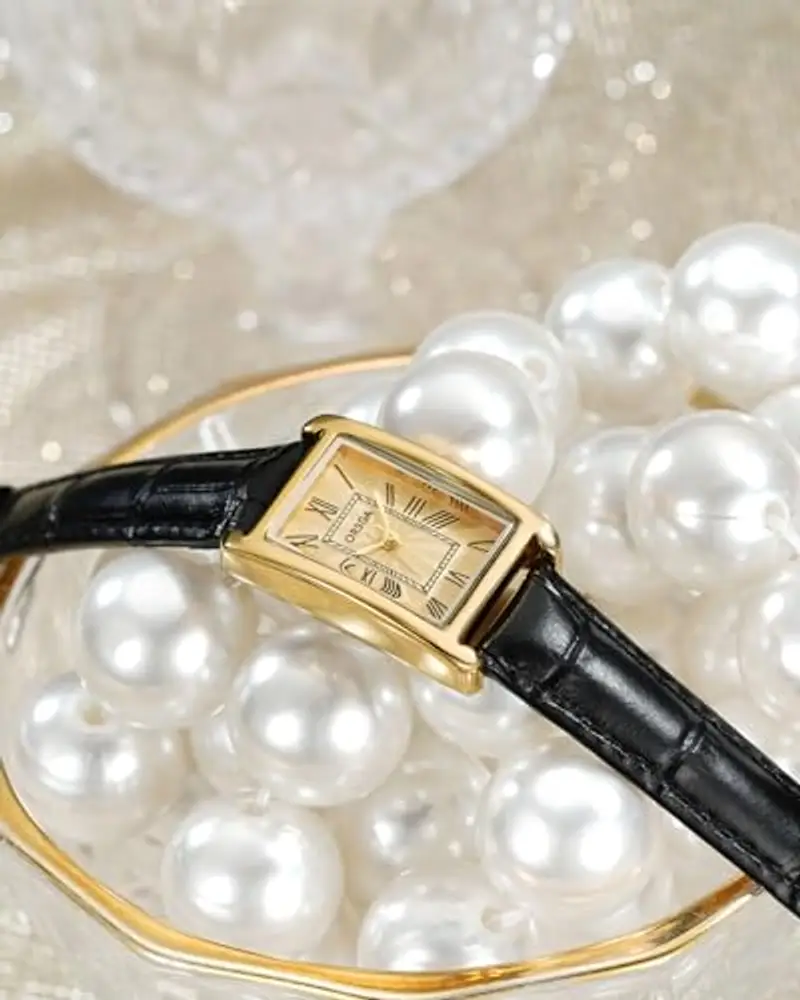 CIVO Orologio Donna da Polso Pelle: Cinturino Nero Rettangolare Orologio Analogico Quarzo - Piccolo Orologi Donna Vintage Numeri Romani miniatura 2