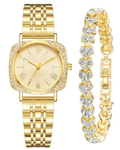 CIVO Orologio Donna Oro da Polso: Acciaio Inossidabile Impermeabile - Analogico Classico Orologi Quarzo Set Regali