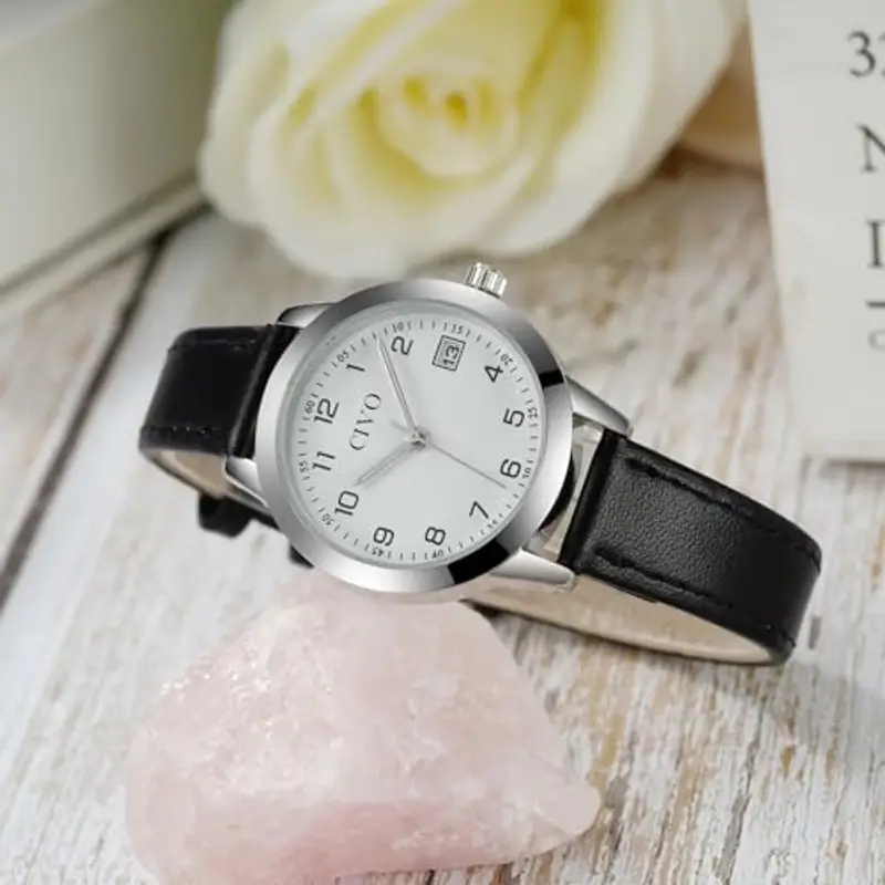CIVO Orologio Donna Pelle Nero: Elegante Piccolo Analogico Orologi da Polso Impermeabile - Minimalista Quadrante con Numeri Arabi miniatura 2