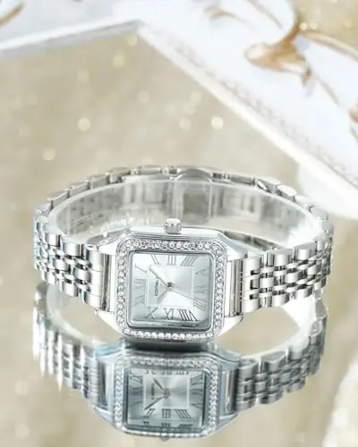 CIVO Orologio Donna Piccolo Acciaio: Vintage Argento Rettangolare Cassa Numeri Romani - Elegante Orologi da Polso miniatura 3