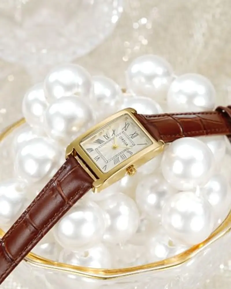 CIVO Orologio Donna Rettangolare Piccolo: Cinturino Pelle Marrone Orologio da Polso Analogico Quarzo - Vintage Orologi Donna Numeri Romani miniatura 3