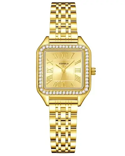 CIVO Orologio Donna Vintage Oro: Acciaio Inossidabile Rettangolare Cassa - Piccolo Orologio da Polso Numeri Romani