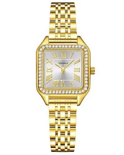 CIVO Orologio Vintage Donna Oro: Rettangolare Piccolo Acciaio - Elegante Orologi da Polso Analogico Numeri Romani
