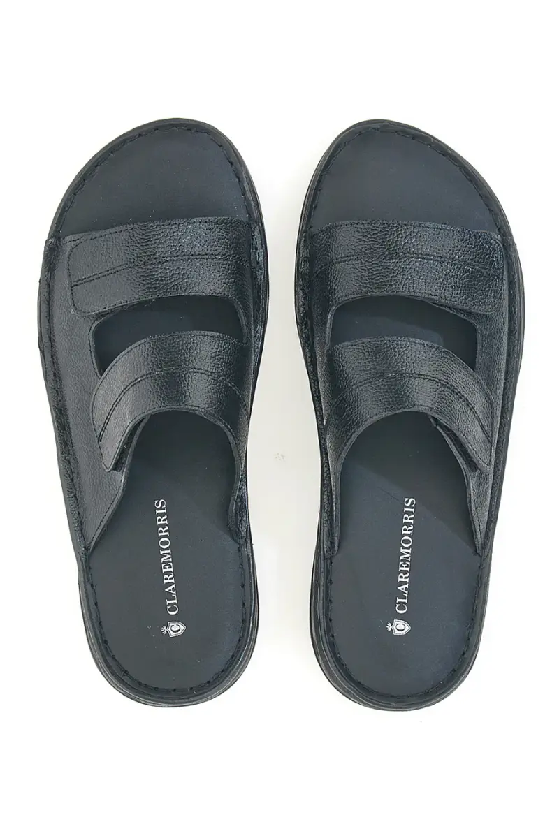 Ciabatte nere con doppio strappo e suola antiscivolo Claremorris 2011ZER [NERO]