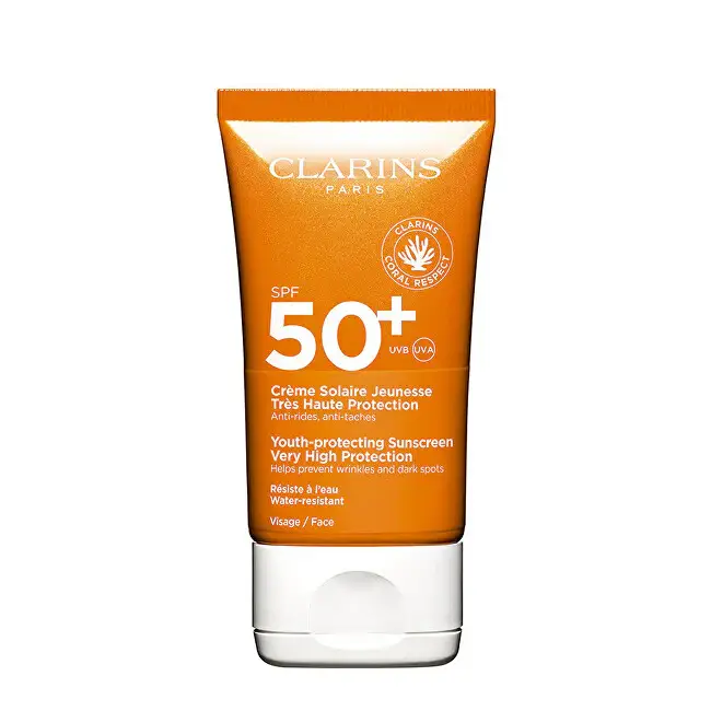 Crema viso protettiva Clarins SPF 50 (Protezione solare anti-giovinezza) 50 ml