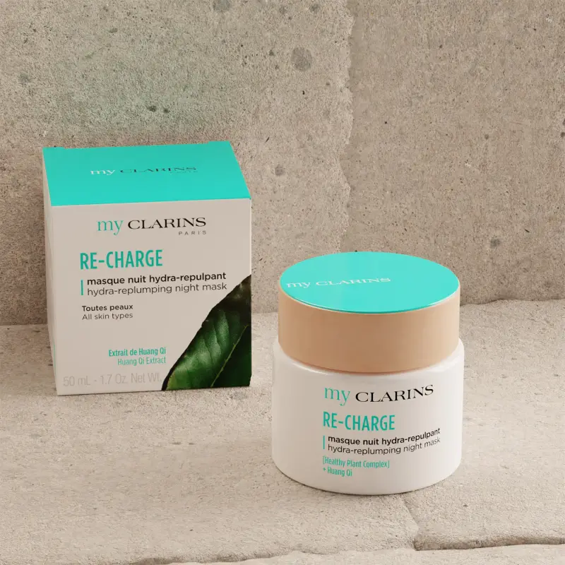 MY CLARINS RE-CHARGE Masque Nuit Hydra-Repulpant - Crema idratante viso, Maschera viso idratante miniatura 5