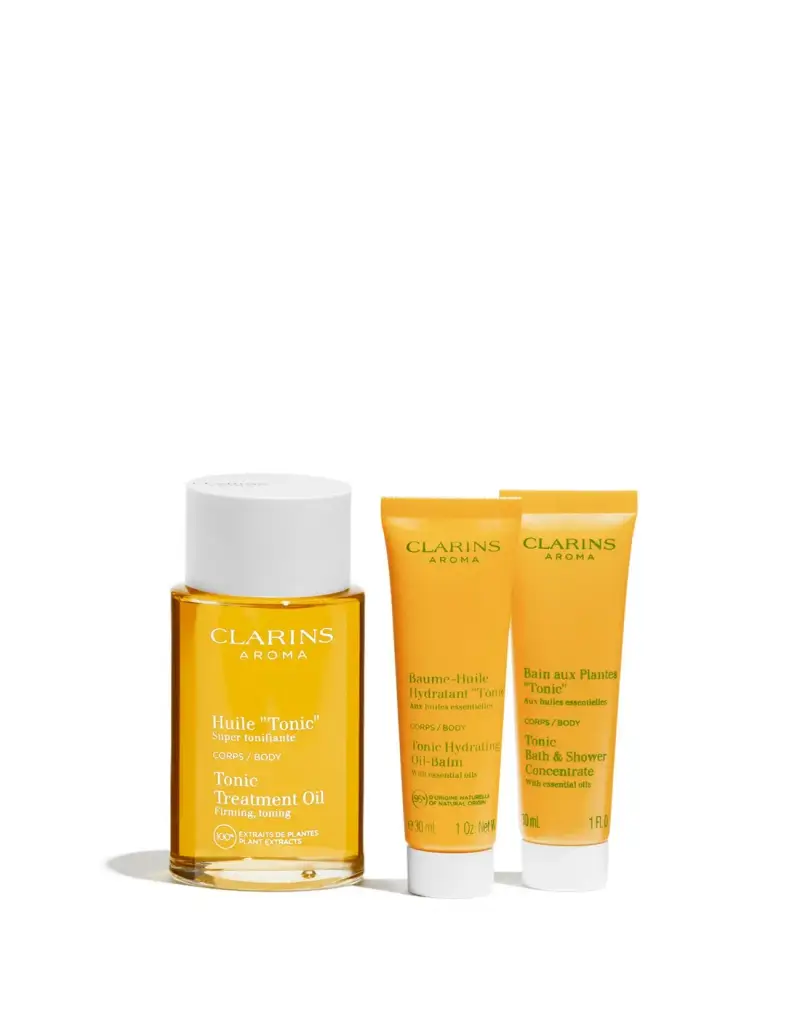 Set Clarins Aroma Aceite Tonic 100ml Gel 30ml balsamo 30ml