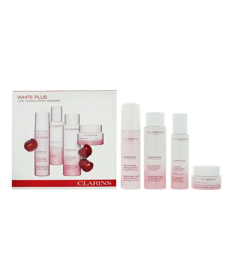 Set Clarins White Plus Emulsione 75 ml + White Plus Schiuma Detergente 150 ml + White Plus Lozione Viso 200 ml + White Plus Maschera Viso 50 ml