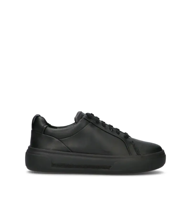 Clarks Core Sneakers donna nere in pelle con suola chunky