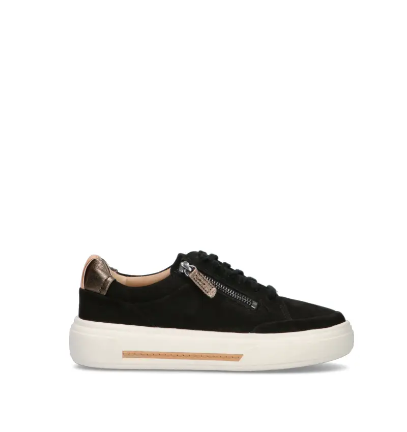 HOLLYHOCK ZIP Sneaker donna nera in nabuk Vario