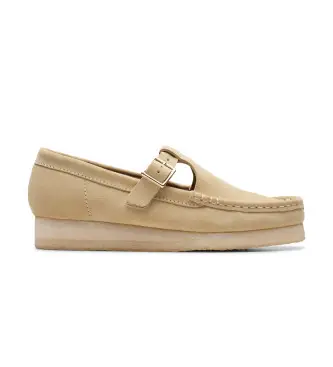 per donna 26175665 Scarpe Wallabee T Bar in pelle beige (38), 1 a 3 cm, Camoscio, Fibbia, Casual