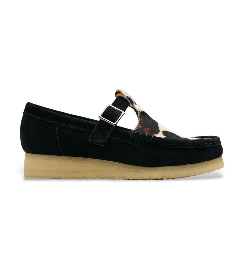 per donna 26180686 Scarpe Wallabee T Bar in pelle nera (37), Marrone, Basso, 1 a 3 cm, Fibbia, Casual Naturale