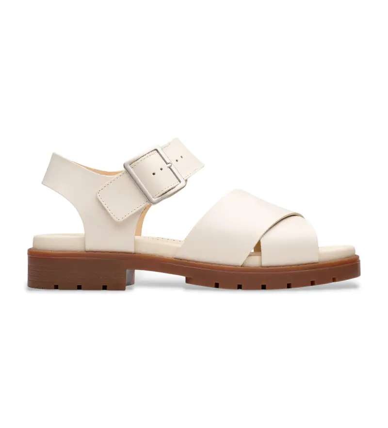per donna 26181350 Sandali in pelle bianco crema Orinoco Cross (38), 1 a 3 cm, Fibbia, Casual