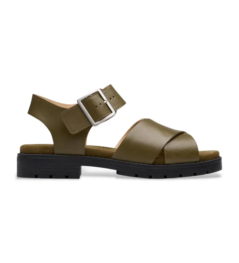 per donna. 26181351 Sandali in pelle verde Orinoco Cross (38), 1 a 3 cm, Fibbia, Casual