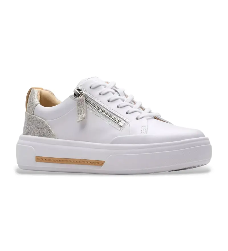 per donna 26183052 Sneakers in pelle con cerniera Hollyhock argento, bianco (36), Basso, Casual
