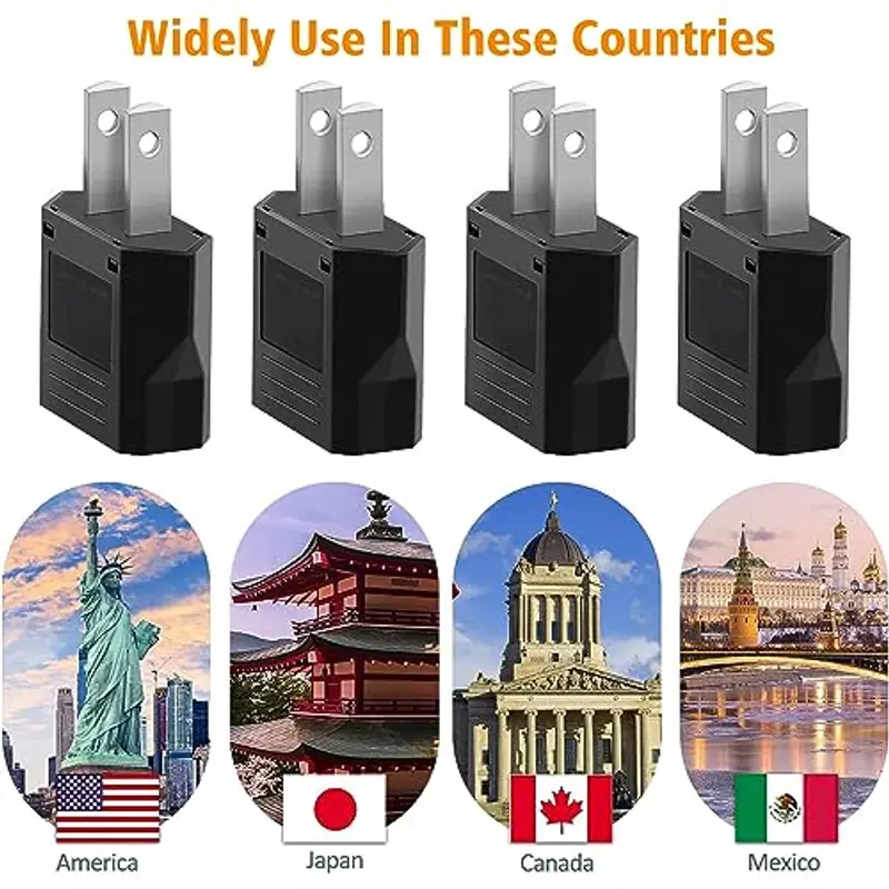 Clomnpe 4 pezzi Adattatore Universale USA Italia da Viaggio, Adattatore per Spina Italiana a USA, Adattatore Presa Americana, Adattatore USA Italia per Europa/USA/US/Cina/Giappone/Canada/Messico miniatura 2