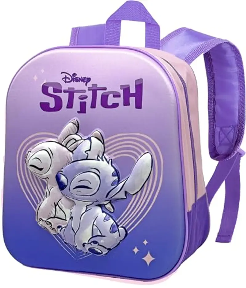 Clondo Zainetto 3D Asilo Bambini, Per Stitch e Angel Fan, Zaino Tempo Libero Bambina, Scuola Materna, 31 Centimetri,