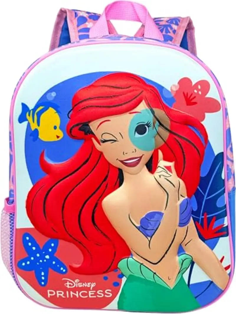 Clondo Zaino Asilo 3D 31×26×11?cm – Zainetto per Bambina – Per Ariel La Sirenetta Fan – Poliestere Resistente – Spallacci Imbottiti e Tasche Laterali – Perfetto Nido e Viaggio – Unisex 2?6?anni miniatura 3