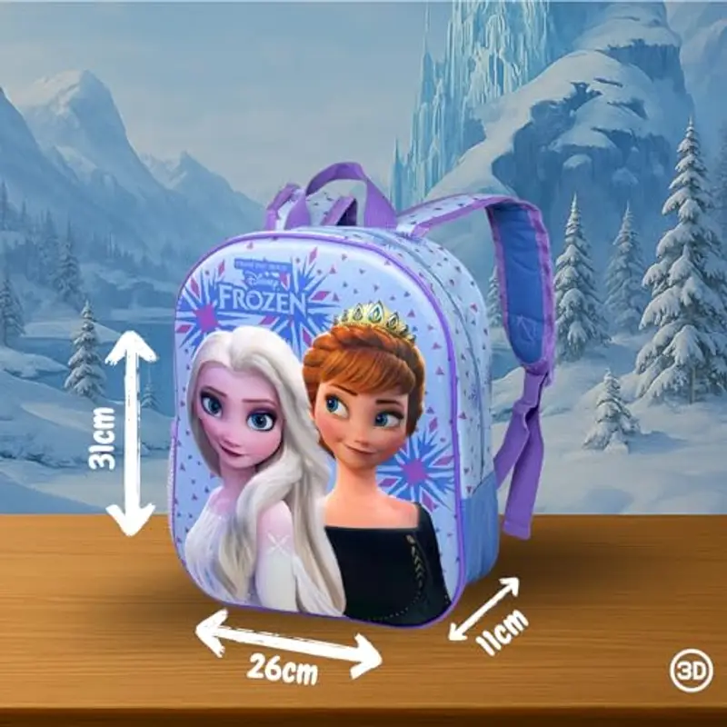 Clondo Zaino Asilo 3D 31×26×11?cm – Zainetto per Bambina – Per Frozen Fan – Poliestere Resistente – Spallacci Imbottiti miniatura 2