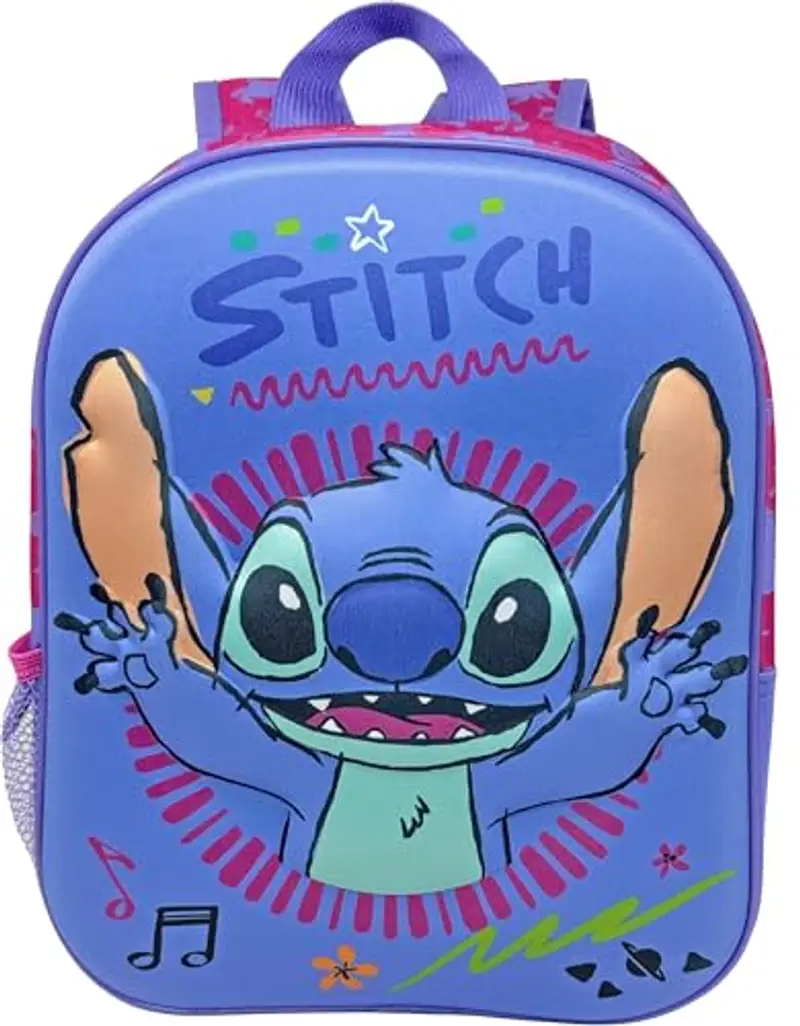 Clondo Zaino Asilo 3D 31×26×11?cm – Zainetto per Bambina – Per Stitch Fan – Poliestere Resistente – Spallacci Imbottiti e Tasche Laterali – Perfetto Nido e Viaggio – Unisex 2?6?anni miniatura 3