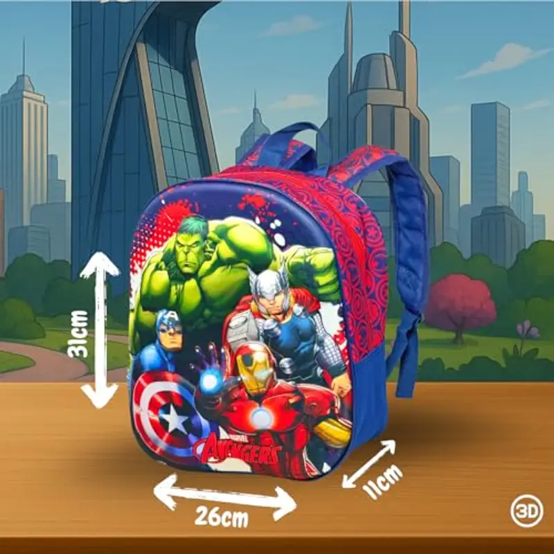 Clondo Zaino Asilo 3D 31×26×11?cm – Zainetto per Bambino – Per Avengers Fan – Poliestere Resistente – Spallacci Imbottiti e Tasche Laterali – Perfetto Nido e Viaggio – Unisex 2?6?anni miniatura 2