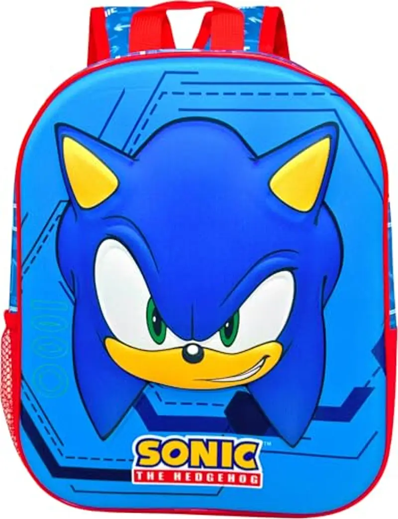 Clondo Zaino Asilo 3D 31×26×11?cm – Zainetto per Bambino – Per Sonic Fan – Poliestere Resistente – Spallacci Imbottiti e Tasche Laterali – Perfetto Nido e Viaggio – Unisex 2?6?anni miniatura 3