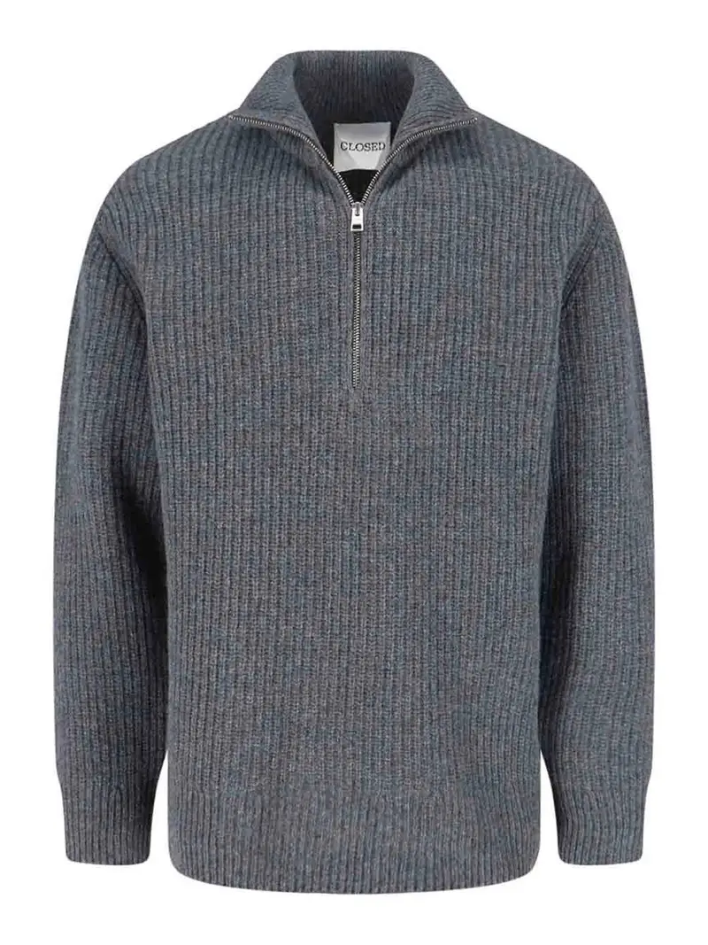 Maglione Zip Grigio