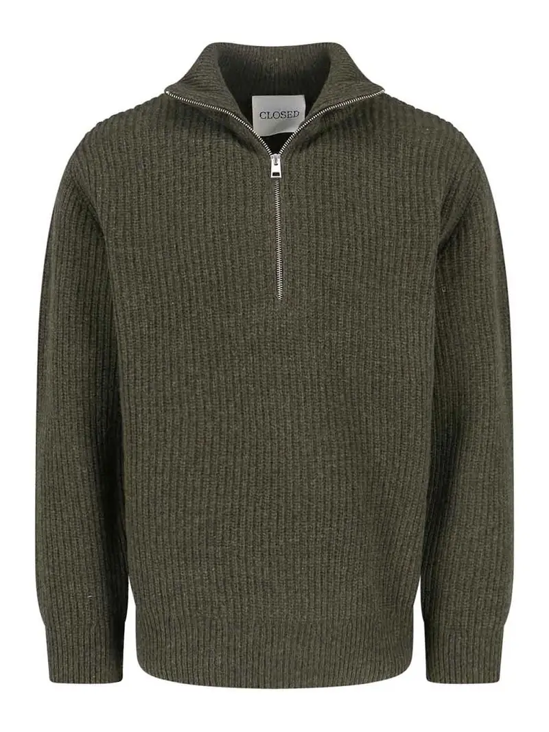 Maglione Zip Verde