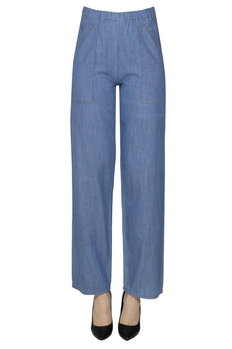 Pantaloni in cotone stile denim Denim Chiaro