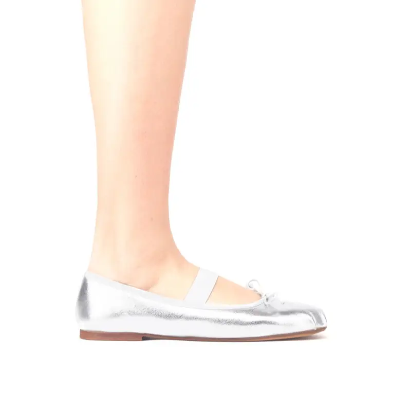 Club Style Ballerina Cinturino Elastico Argento - 36